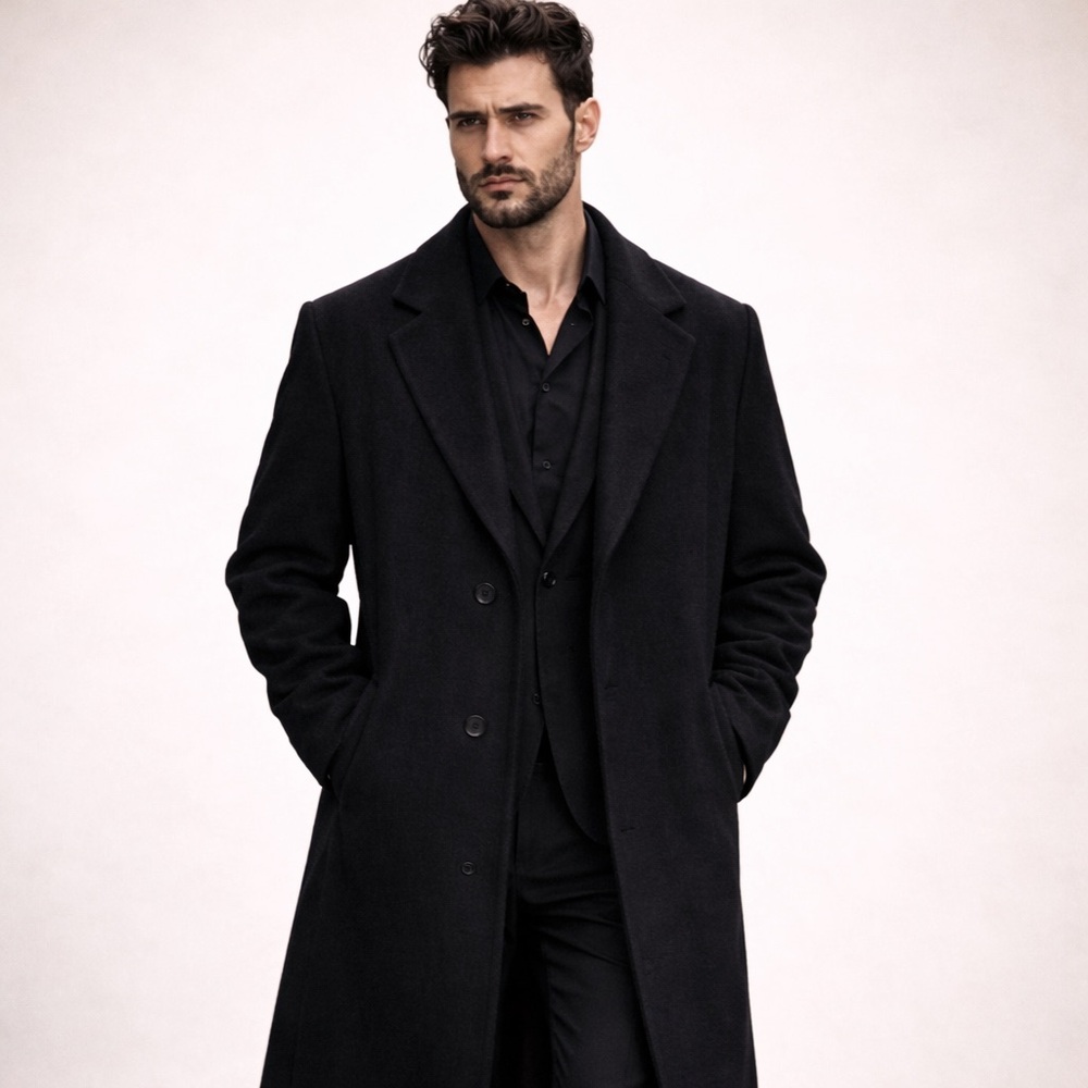 Oscar de la Renta Men’s Dress Coat Cashmere Wool Designer Full lenght Luxury 56R